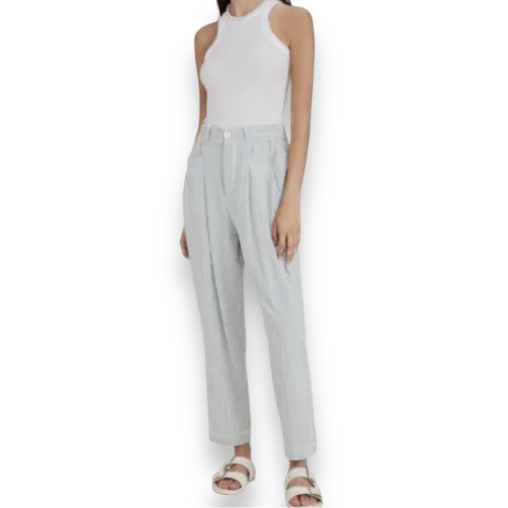 Free People Light Gray Cropped High-Waist Ankle Pants